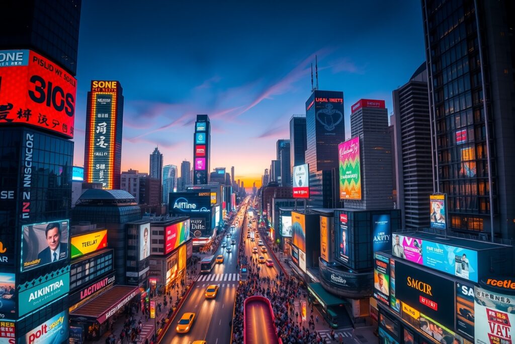 Vibrant Cityscape at Dusk with Lights – free AI stock image