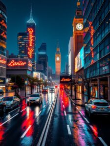 Vibrant Cityscape at Night – free AI stock image