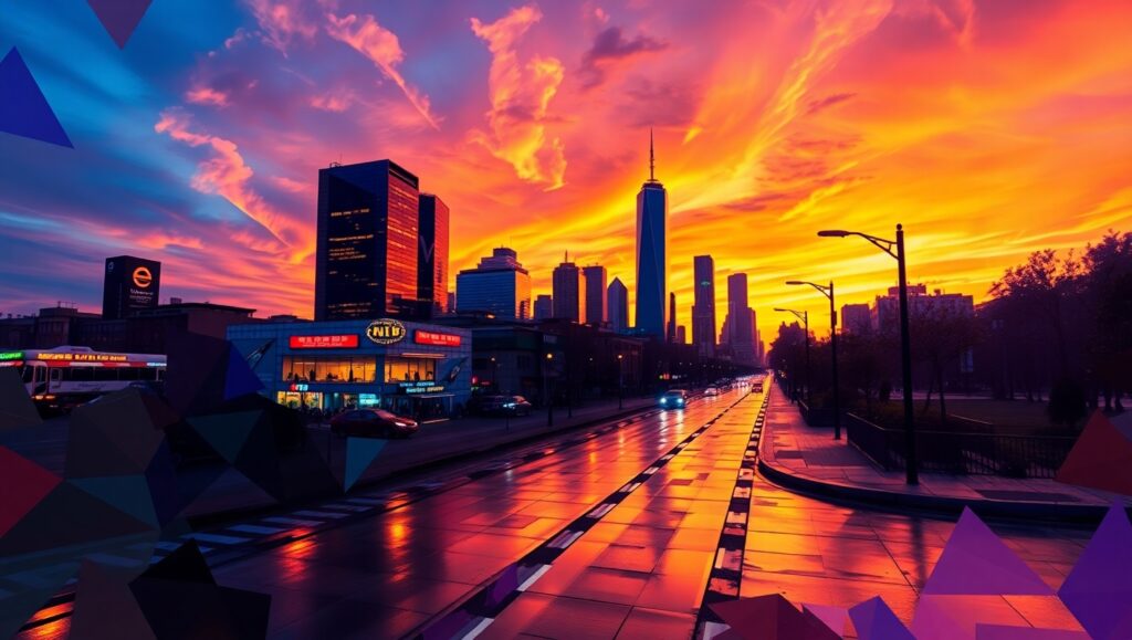 Vibrant Cityscape in Abstract – free AI stock image