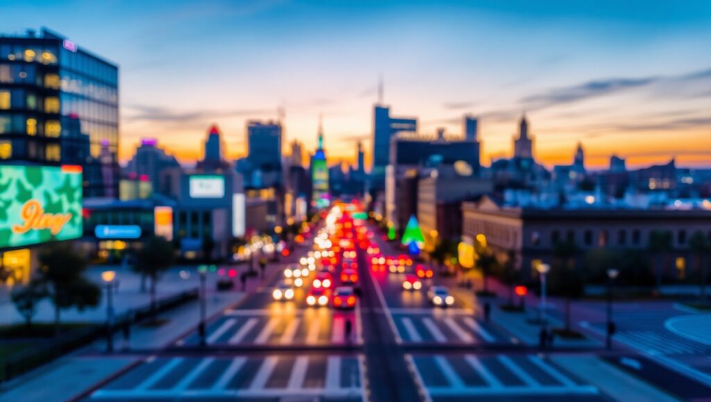 Vibrant Cityscape with Bokeh Lights – free AI stock image
