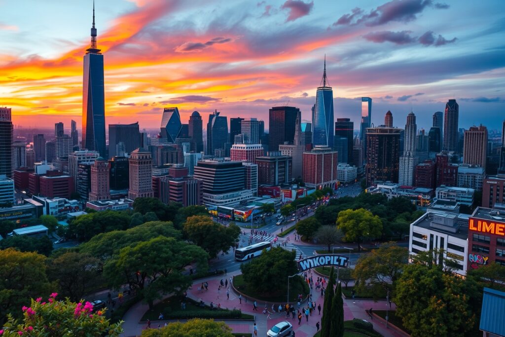 Vibrant Cityscapes at Dusk – free AI stock image