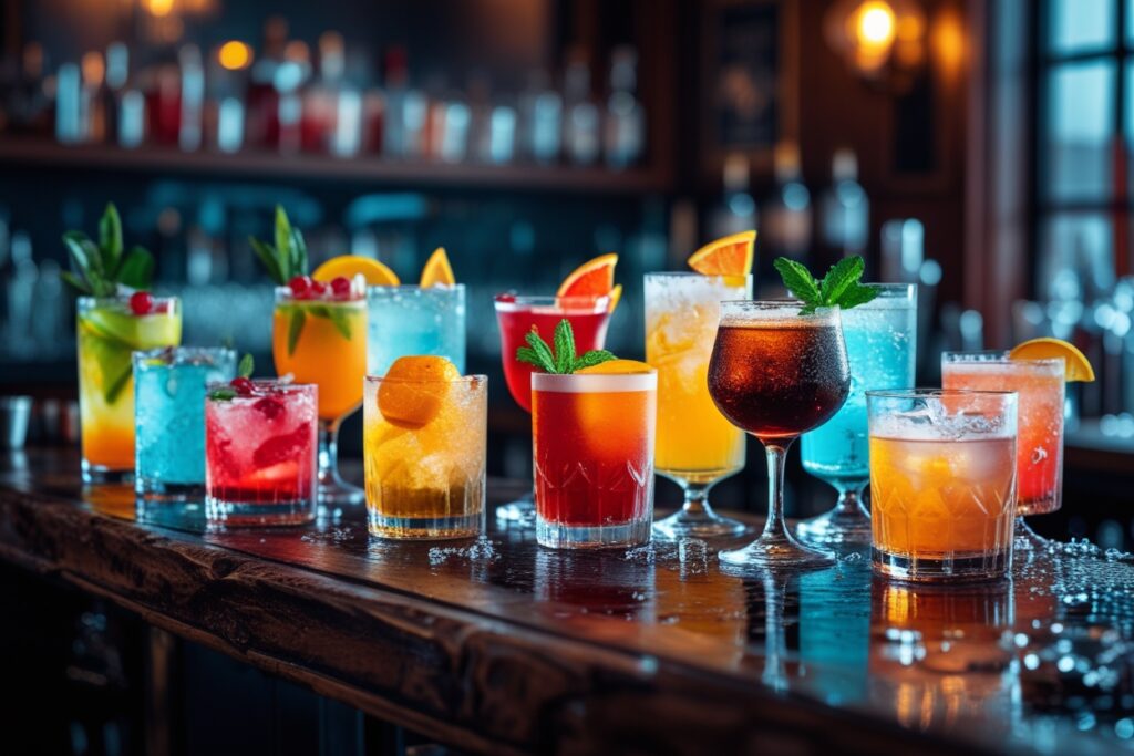 Vibrant Cocktails in Urban Setting – free AI stock image