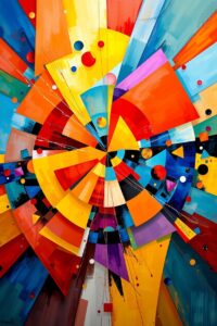 Vibrant Collision of Colorful Geometric Shapes – free AI stock image