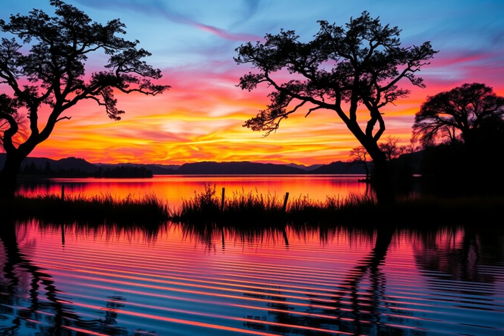 Vibrant Colors in a Serene Landscape – free AI stock image