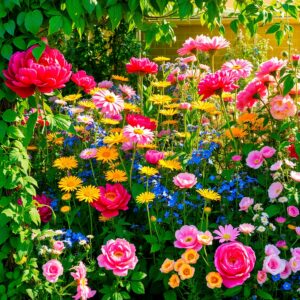 Vibrant Colors of a Summer Garden – free AI stock image