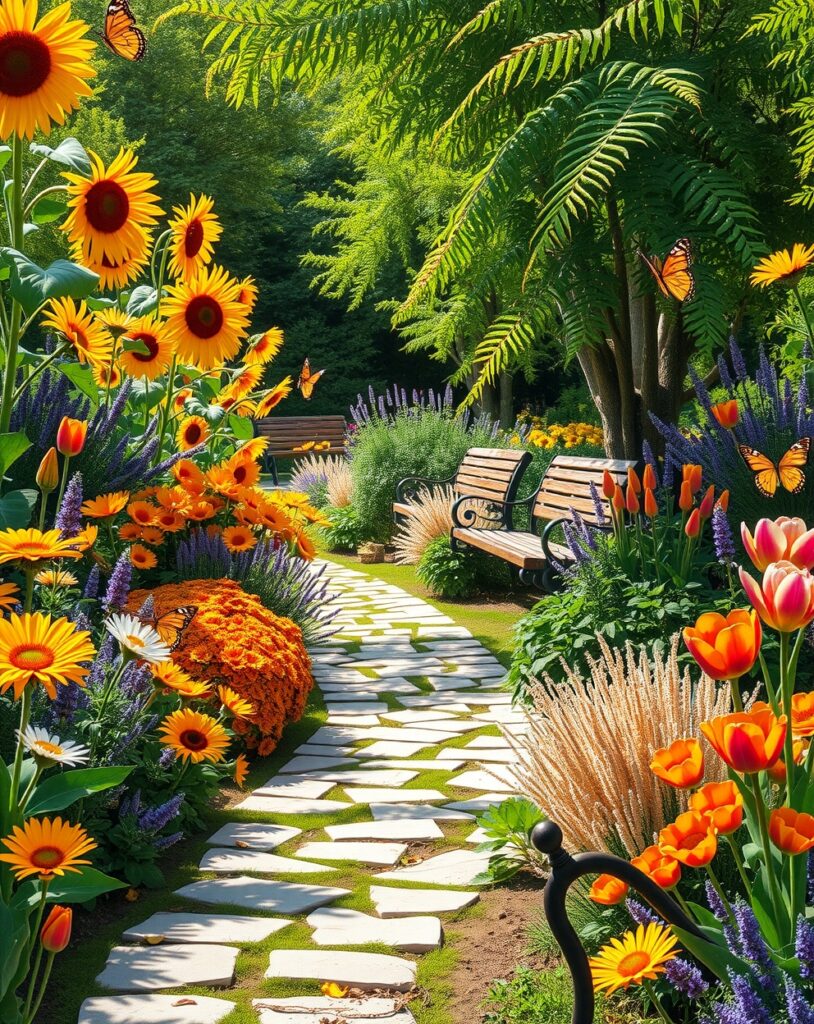 Vibrant Colors of a Summer Garden – free AI stock image