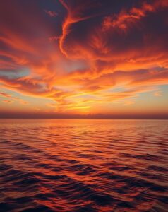 Vibrant Colors of a Sunset Over Water – free AI stock image
