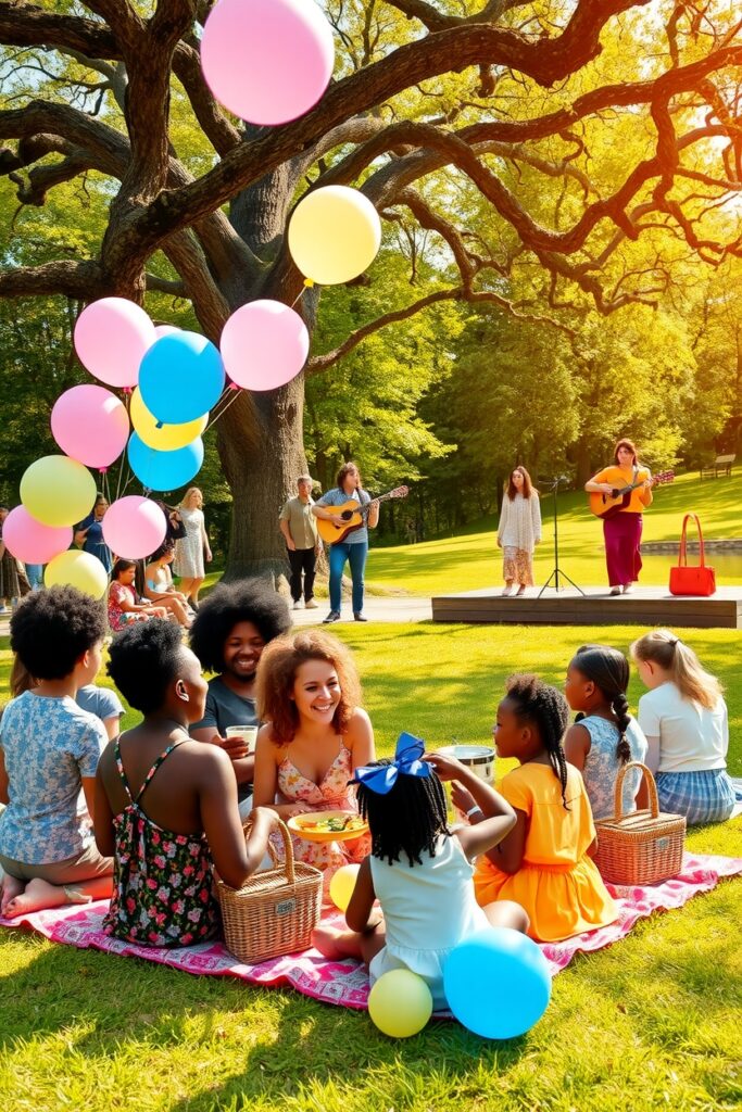 A Vibrant Community Gathering in the Park – free AI stock image