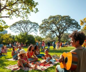 A Vibrant Community Gathering in the Park – free AI stock image