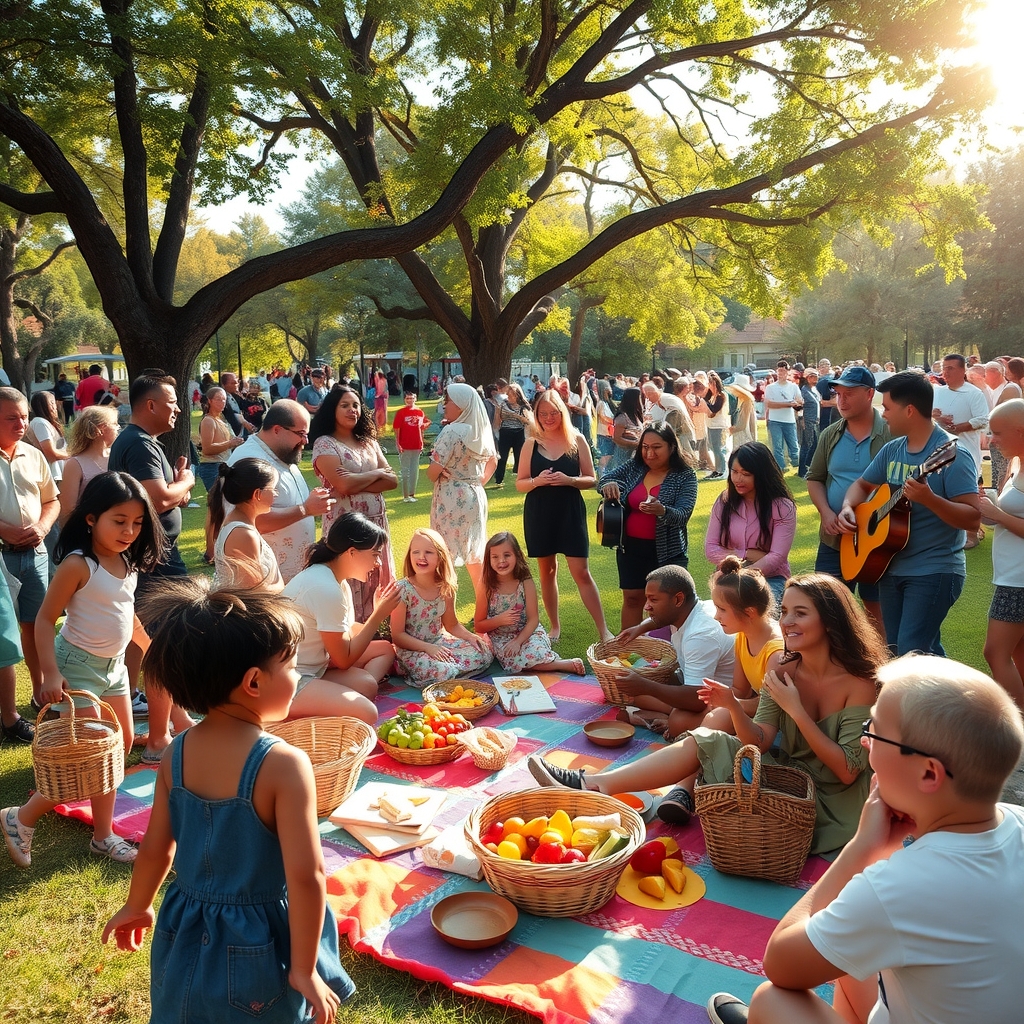 A Vibrant Community Gathering in the Park – free AI stock image