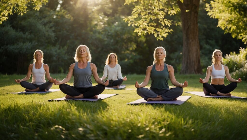 A Vibrant Community Yoga Class in Nature – free AI stock image