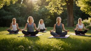 A Vibrant Community Yoga Class in Nature – free AI stock image