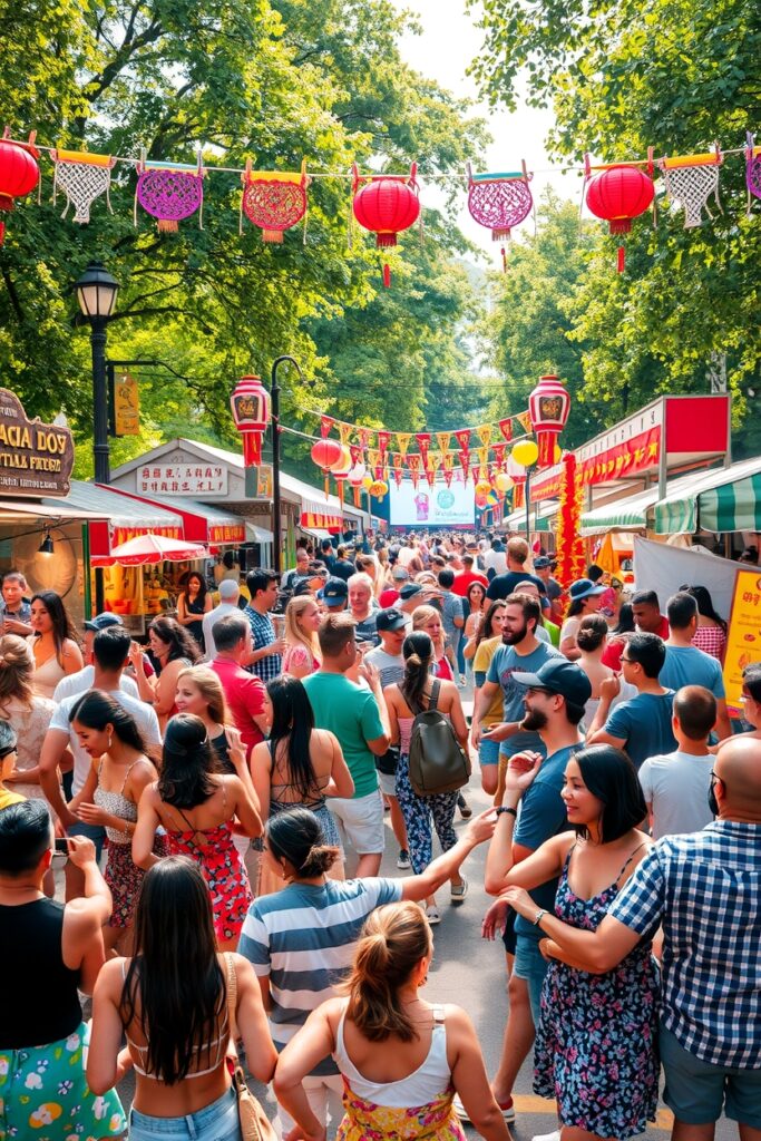 A Vibrant Crowd at a City Festival – free AI stock image