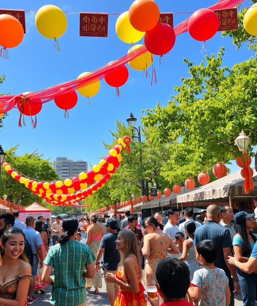 Vibrant Crowds at a City Festival – free AI stock image