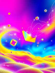 Vibrant Dance of Colorful Shapes – free AI stock image