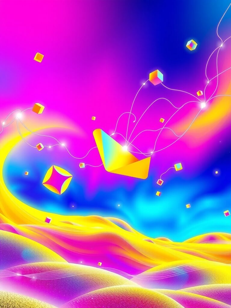 Vibrant Dance of Colorful Shapes – free AI stock image