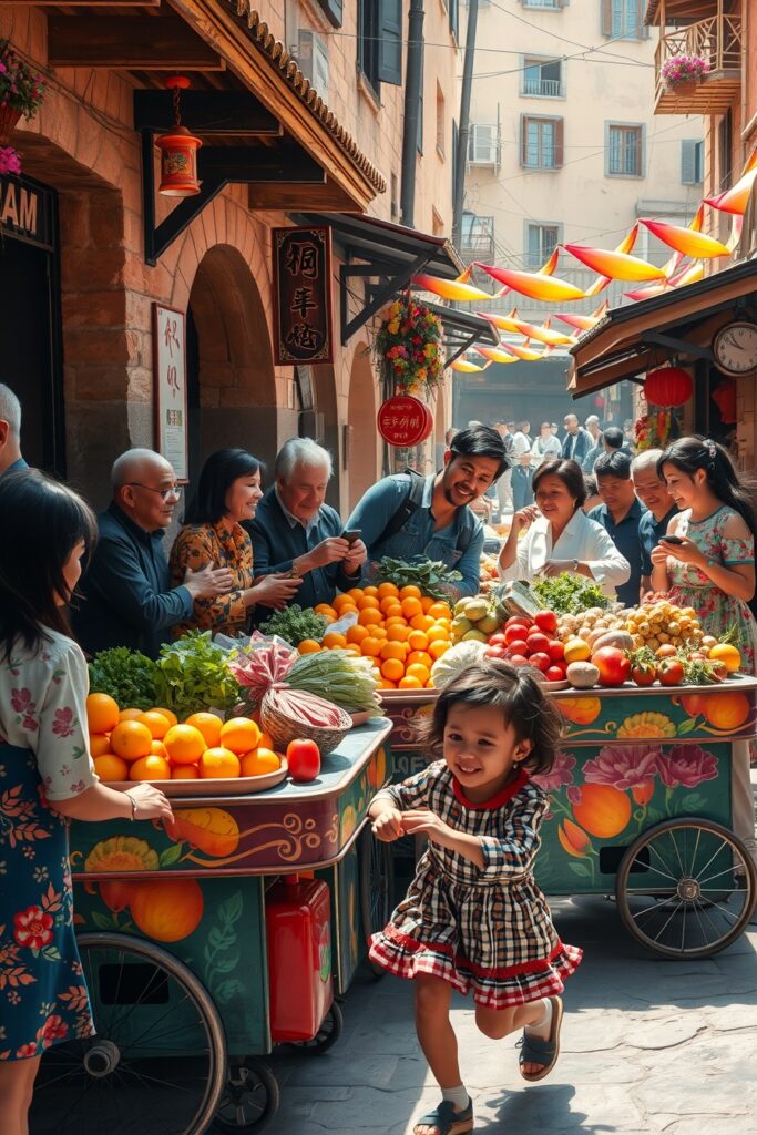 A Vibrant Day at the Local Market – free AI stock image
