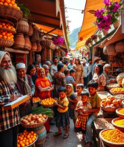 A Vibrant Day at the Marketplace – free AI stock image