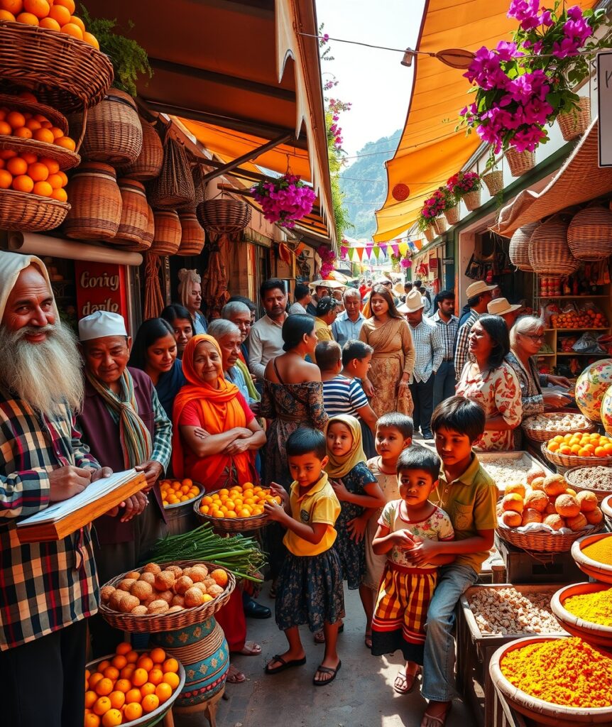 A Vibrant Day at the Marketplace – free AI stock image