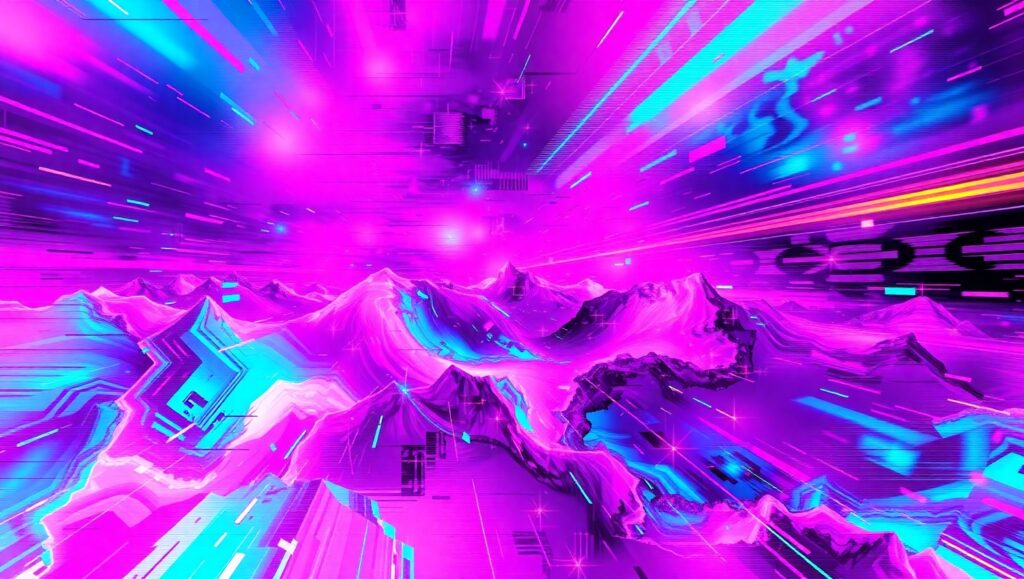 Vibrant Distortion: A Glitch Landscape – free AI stock image
