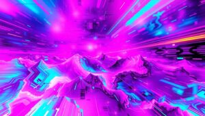 Vibrant Distortion: A Glitch Landscape – free AI stock image