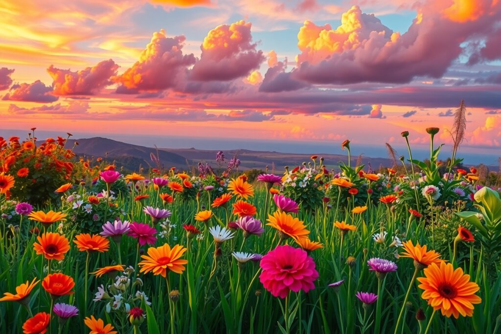 Vibrant Explosion of Colours in Nature – free AI stock image