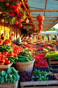 A Vibrant Farmers Market Display – free AI stock image