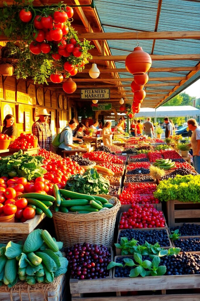 A Vibrant Farmers Market Display – free AI stock image