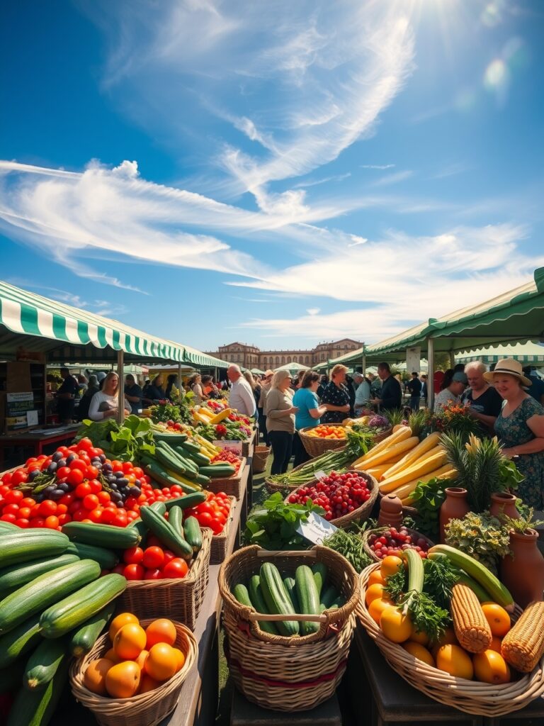 Vibrant Farmers Market Fresh Produce Display – free AI stock image