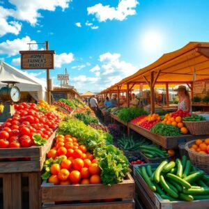 Vibrant Farmer’s Market Produce Display – free AI stock image