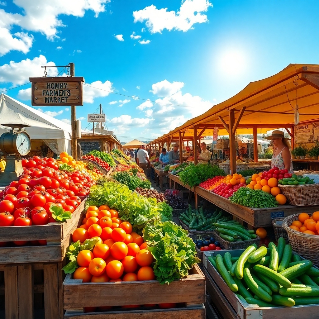 Vibrant Farmer’s Market Produce Display – free AI stock image