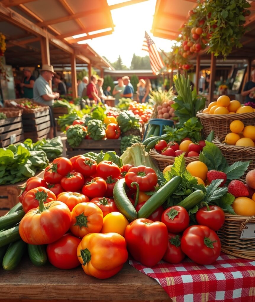 A Vibrant Farmers’ Market Spread of Fresh Produce – free AI stock image