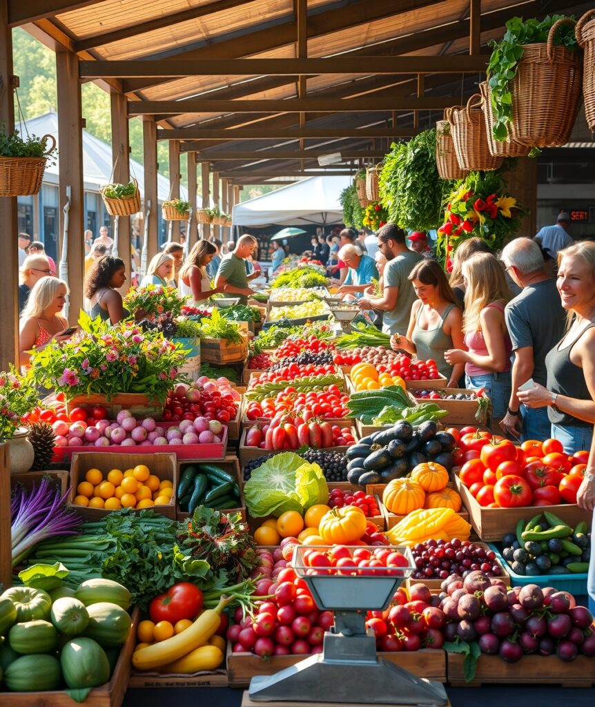 Vibrant Farmers Market with Fresh Produce – free AI stock image