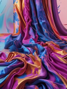 Vibrant Fashion Drape Over Abstract Canvas – free AI stock image