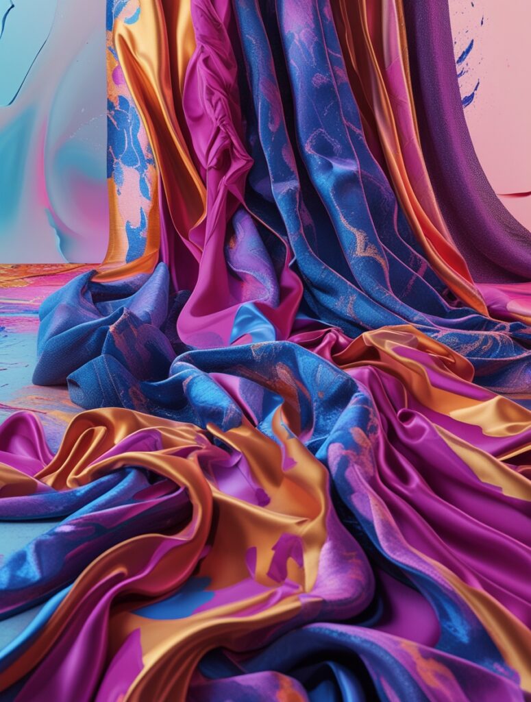 Vibrant Fashion Drape Over Abstract Canvas – free AI stock image