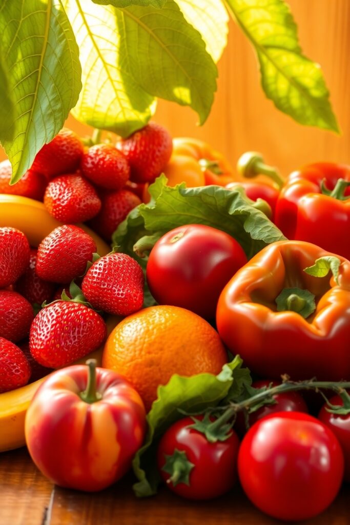 A Vibrant Feast of Fresh Fruits and Vegetables – free AI stock image
