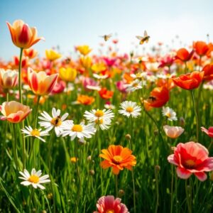 A Vibrant Field of Blossoming Flowers – free AI stock image