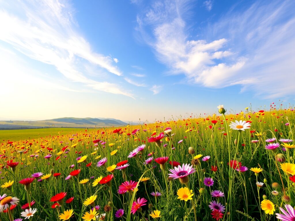 Vibrant Field of Wildflowers in Bloom – free AI stock image