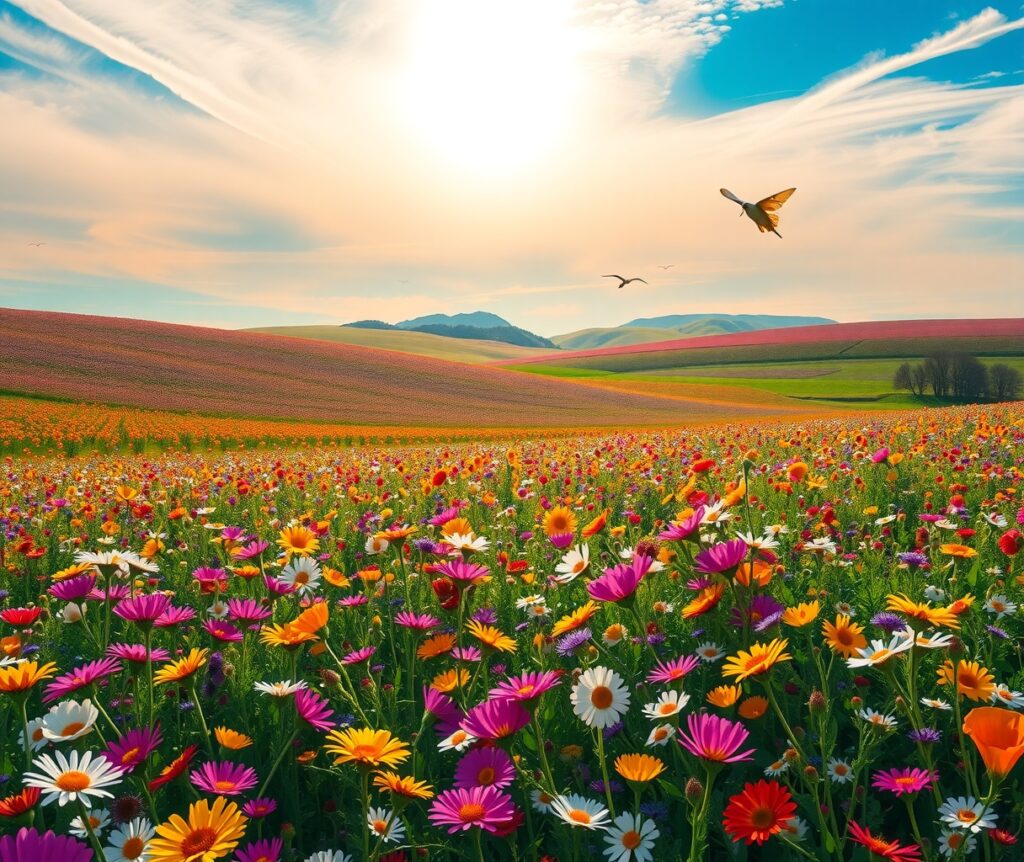Vibrant Field of Wildflowers in Bloom – free AI stock image