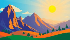 Vibrant Flat Design Landscape – free AI stock image
