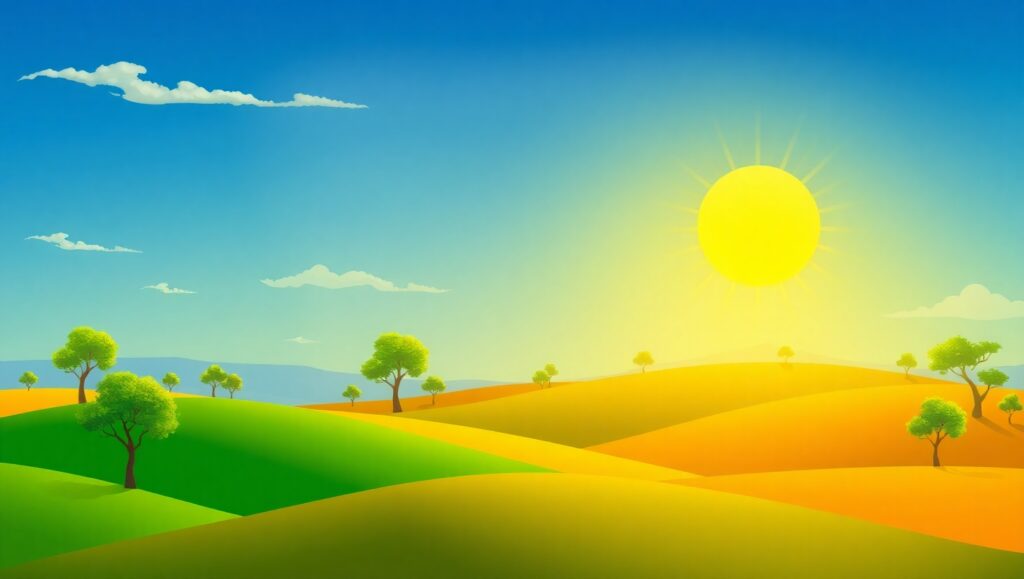 Vibrant Flat Design Landscape Scene – free AI stock image