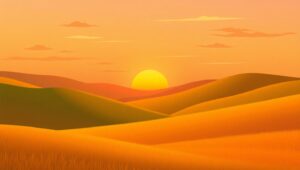 Vibrant Flat Landscape at Sunset – free AI stock image