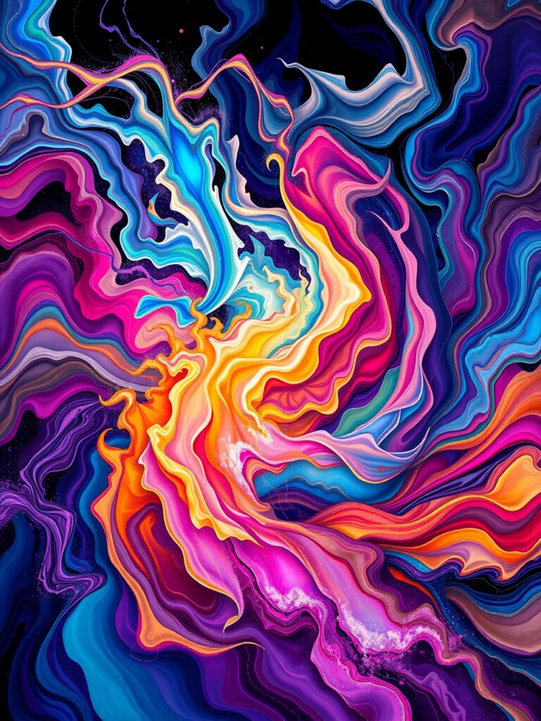 Vibrant Flow of Abstract Shapes and Colors – free AI stock image
