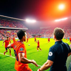 Vibrant Football Match Under Bright Lights – free AI stock image