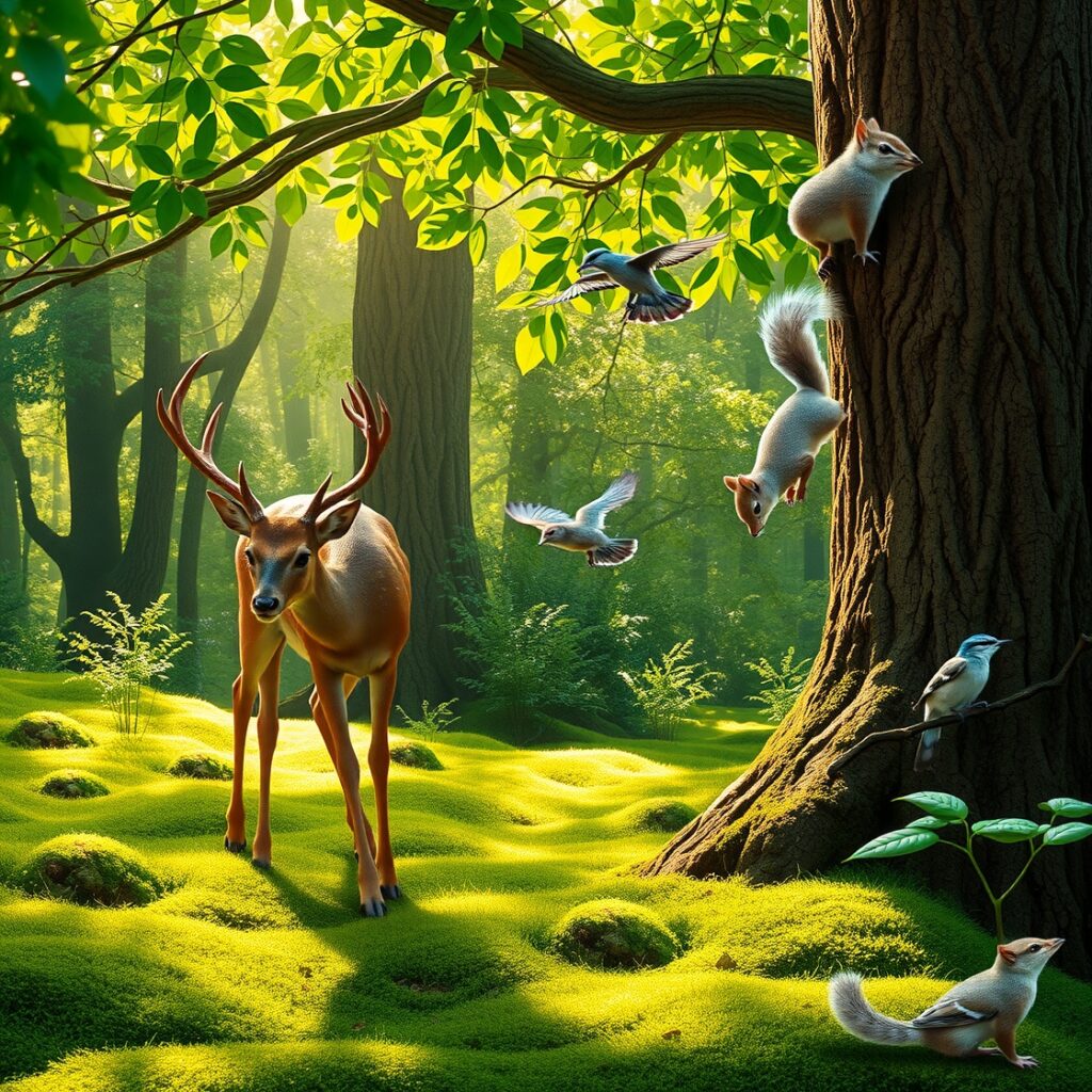 A Vibrant Forest Filled with Wildlife – free AI stock image