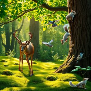 A Vibrant Forest Filled with Wildlife – free AI stock image