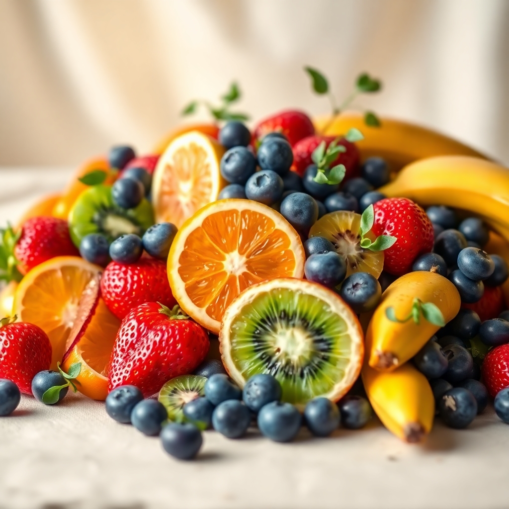 Vibrant Fresh Fruits in a Healthy Arrangement – free AI stock image