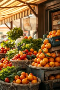 Vibrant Fresh Market Produce Display – free AI stock image
