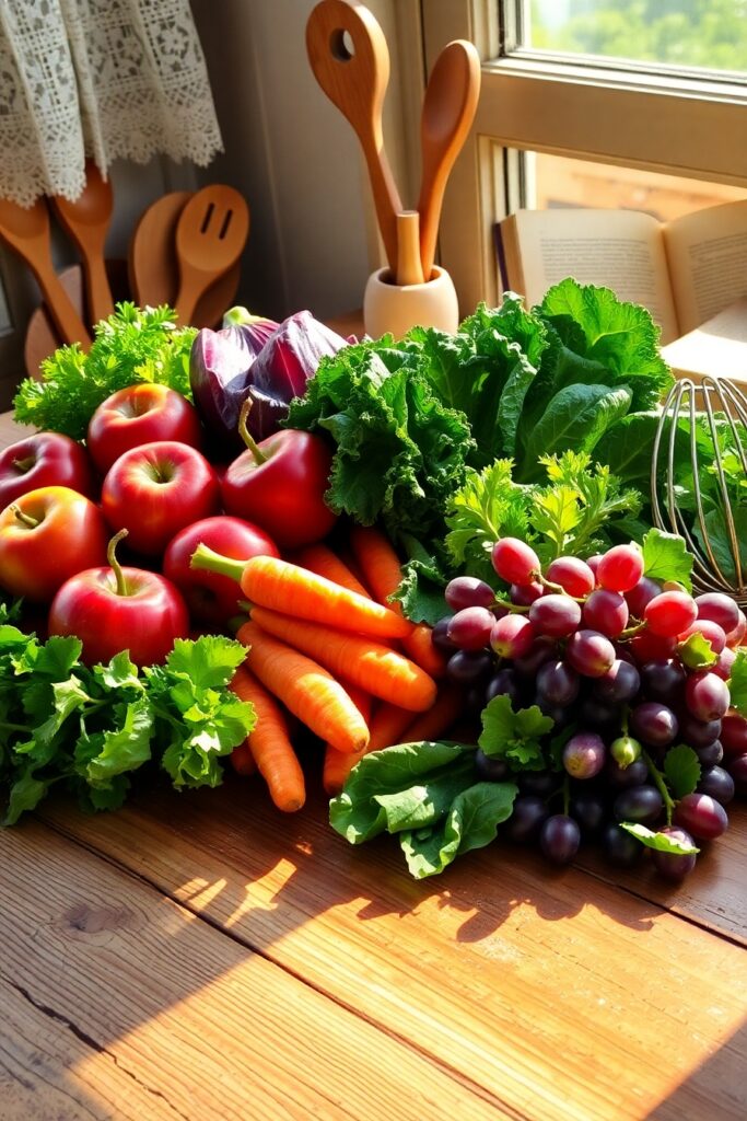 Vibrant Fresh Produce Arrangement for Health – free AI stock image