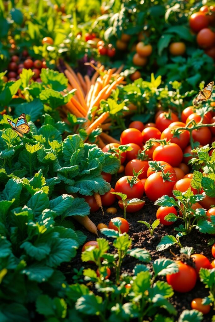 Vibrant Fresh Vegetables in a Garden – free AI stock image